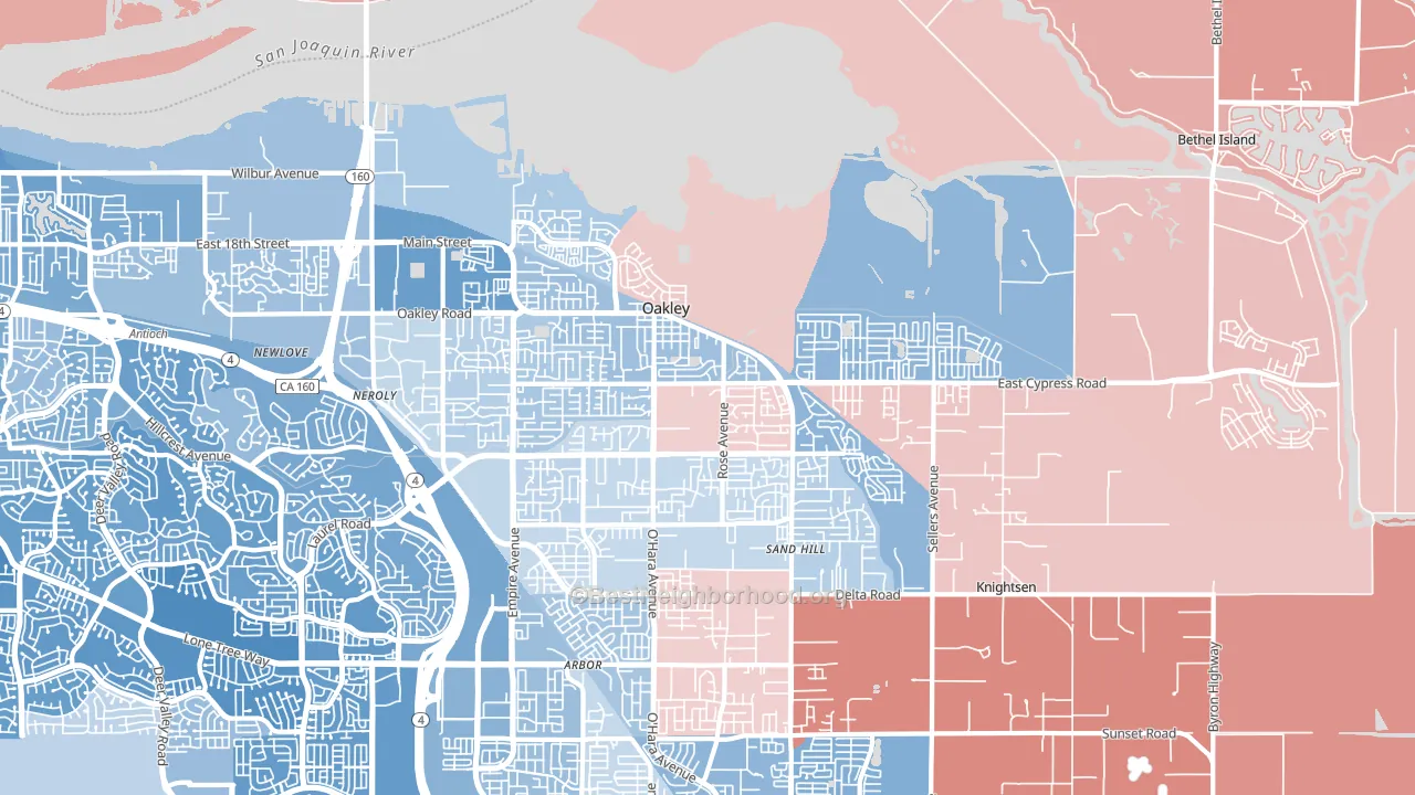 94561, CA block-group political-lean map