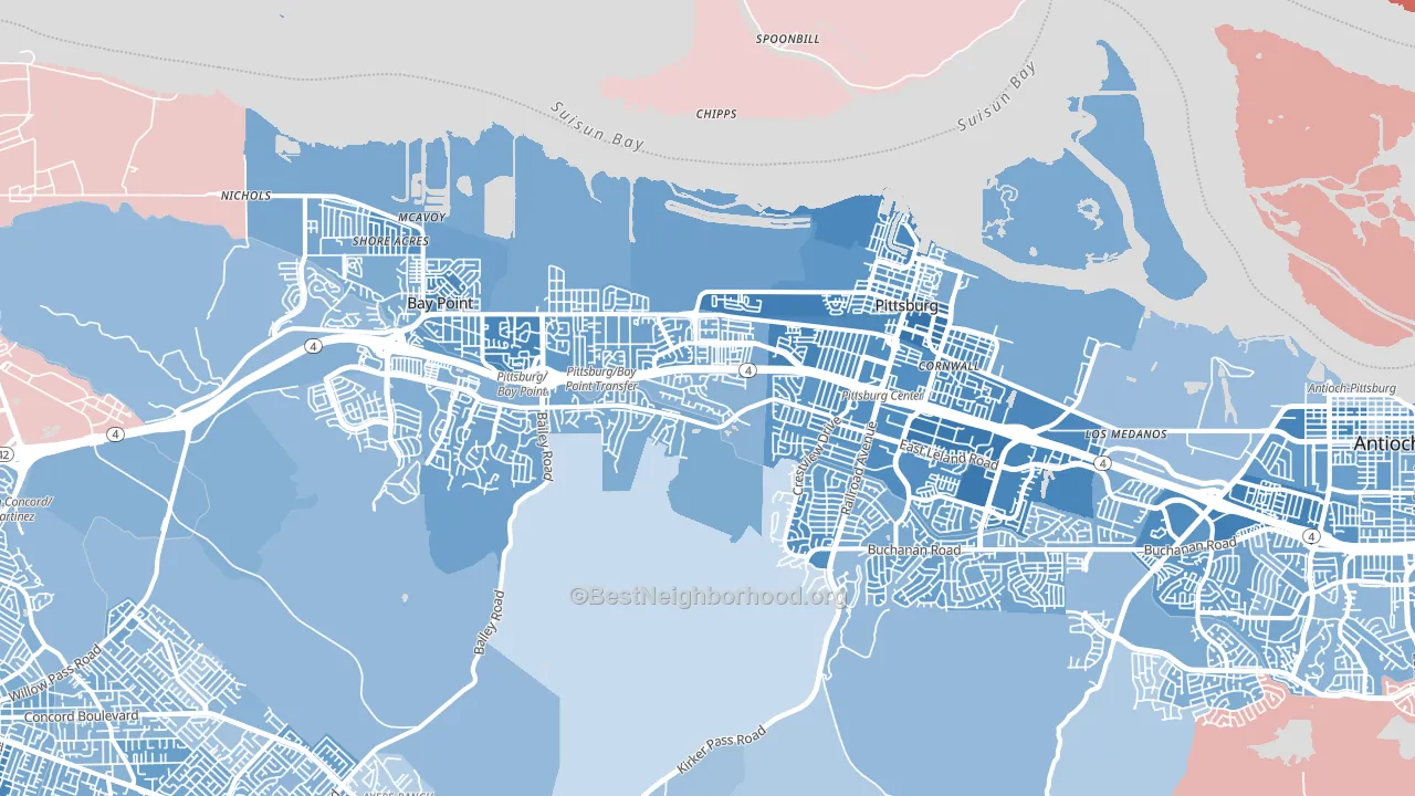 94565, CA block-group political-lean map
