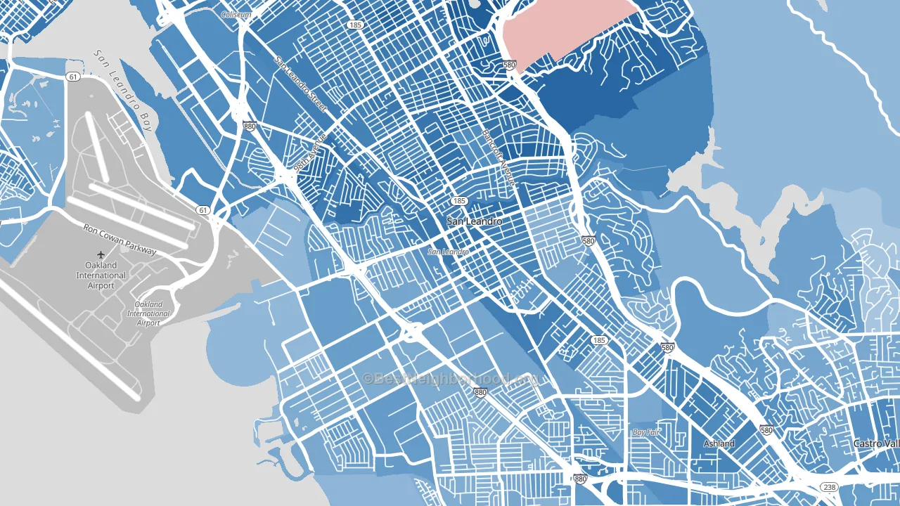 94577, CA block-group political-lean map