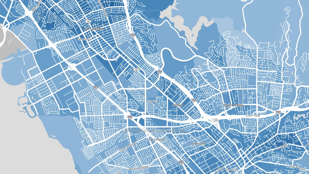 94578, CA block-group political-lean map