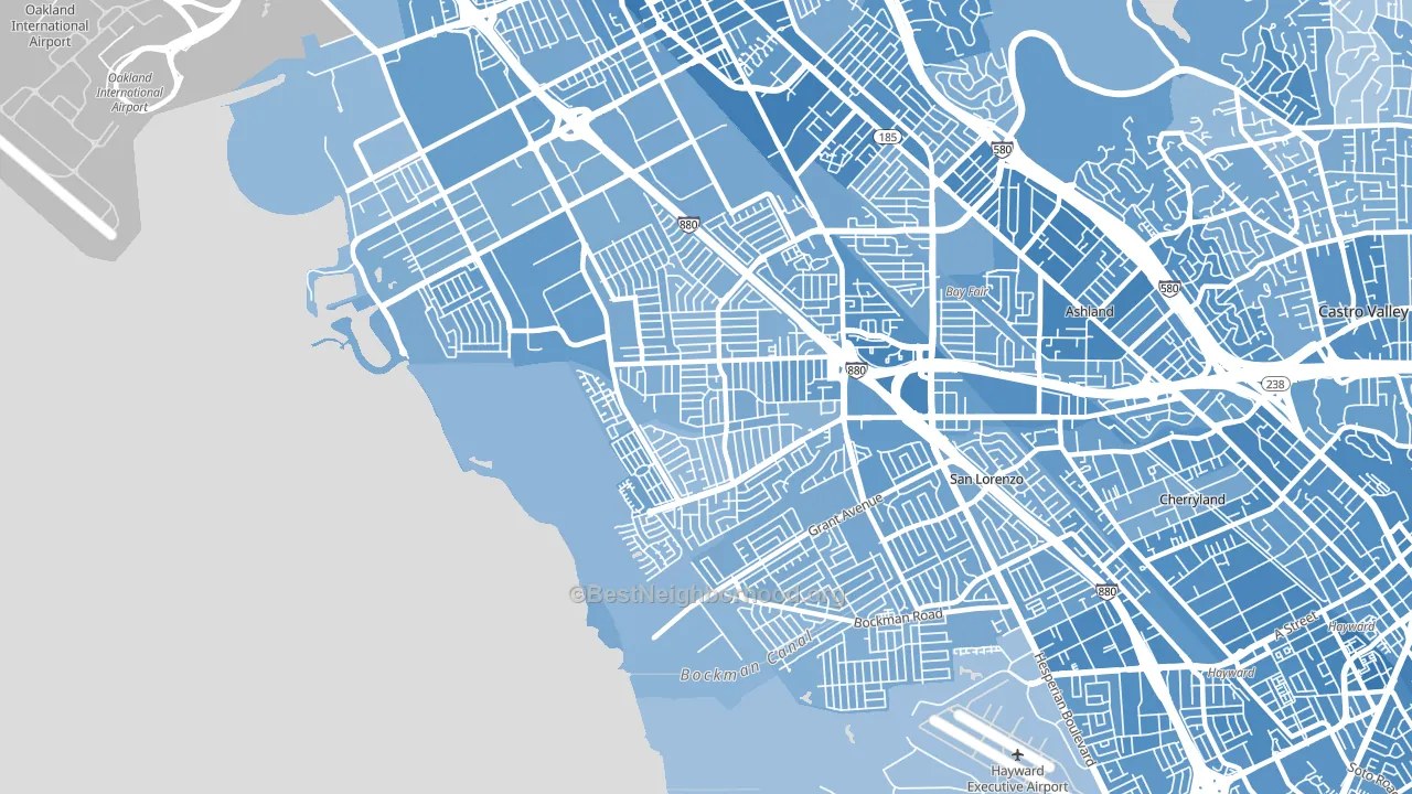 94579, CA block-group political-lean map
