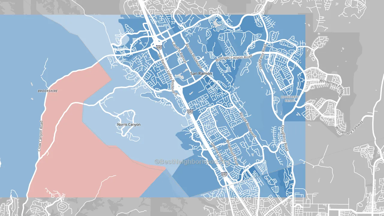 94583, CA block-group political-lean map