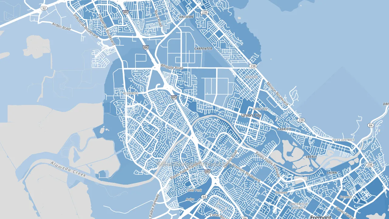 94587, CA block-group political-lean map