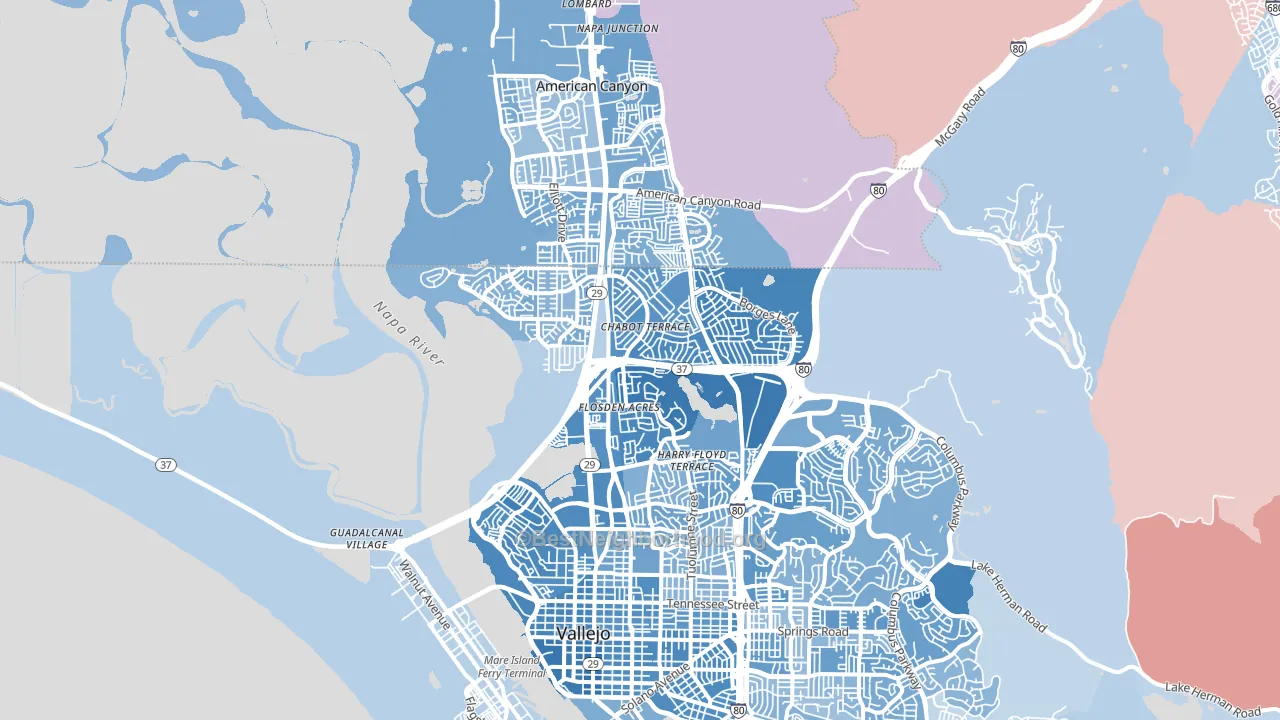 94589, CA block-group political-lean map