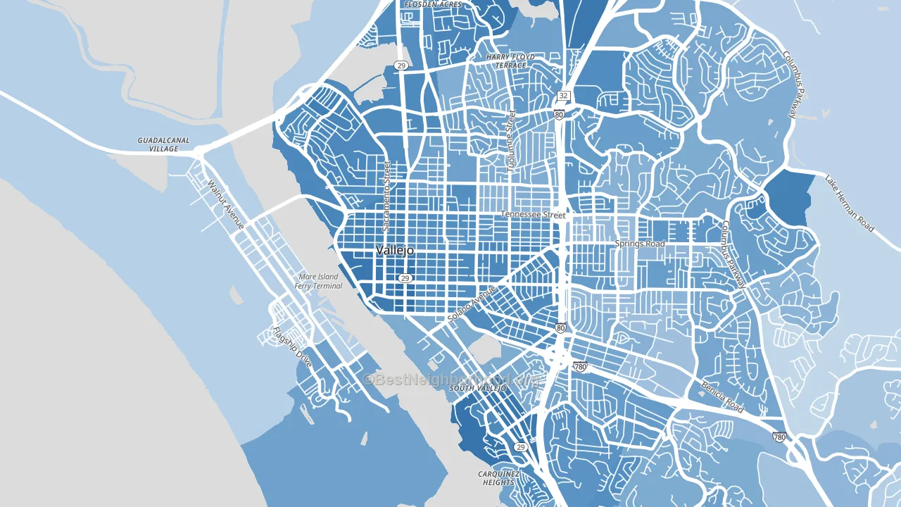 94590, CA block-group political-lean map
