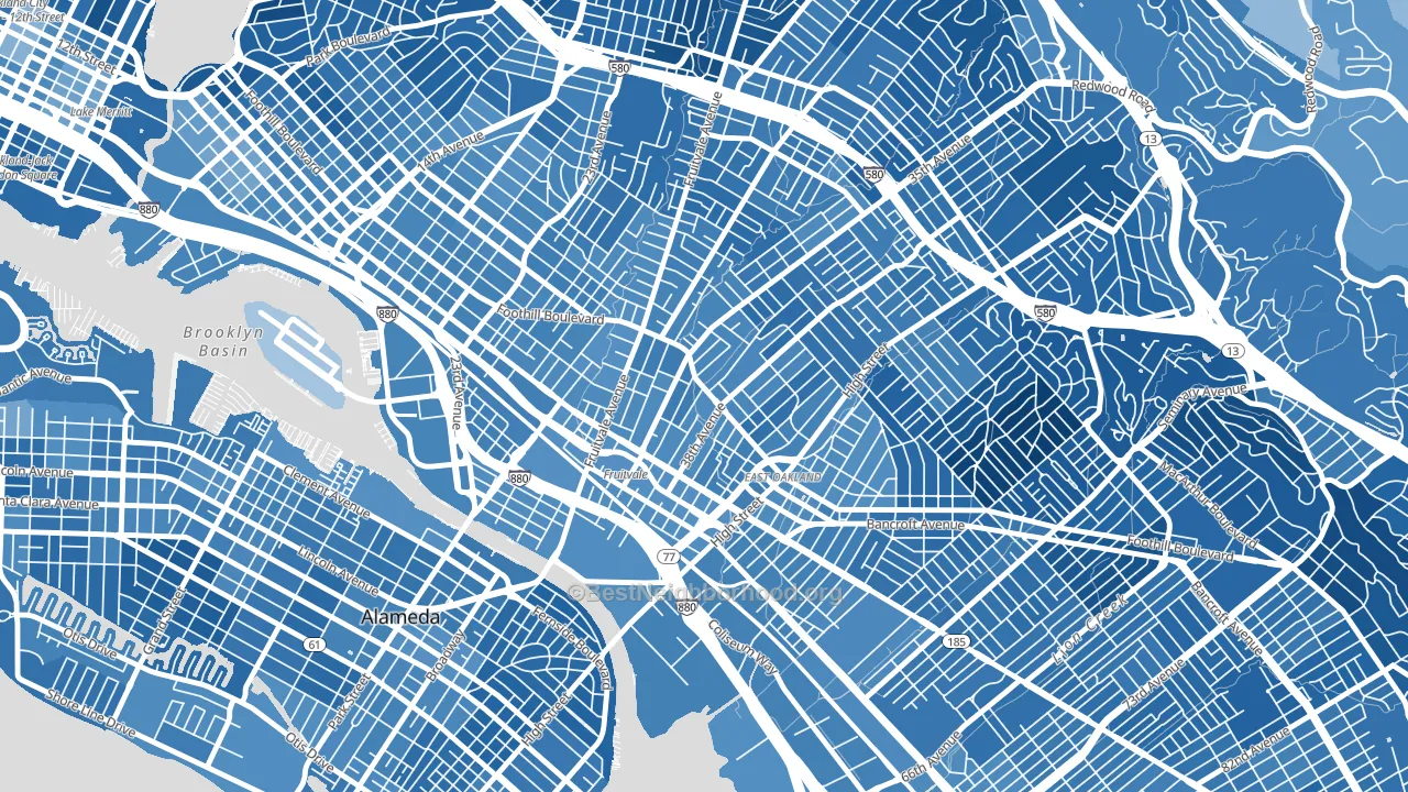 94601, CA block-group political-lean map