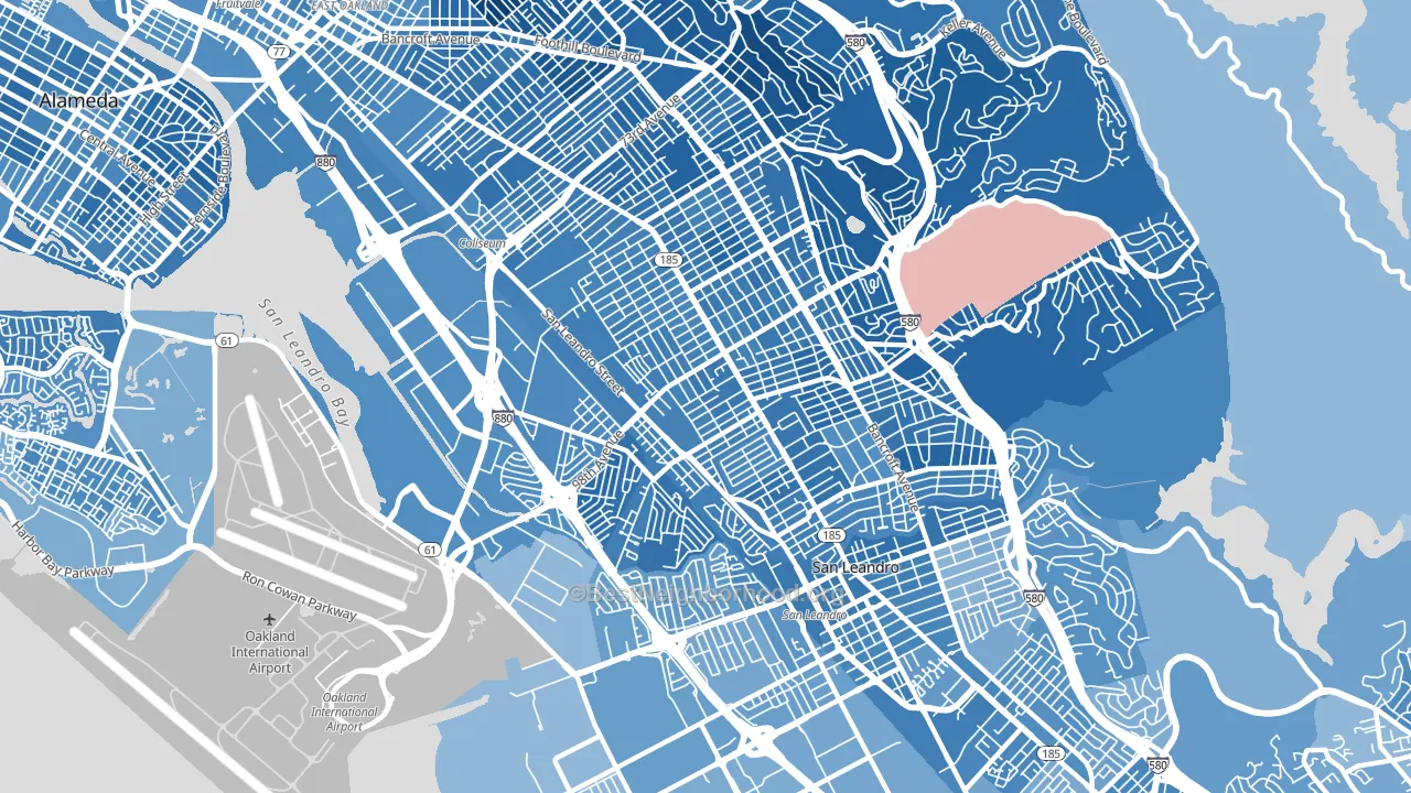 94603, CA block-group political-lean map
