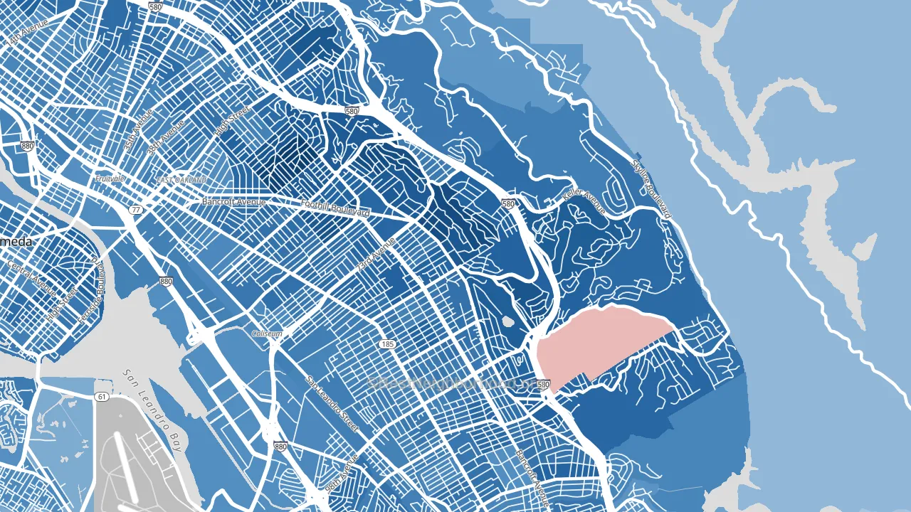 94605, CA block-group political-lean map