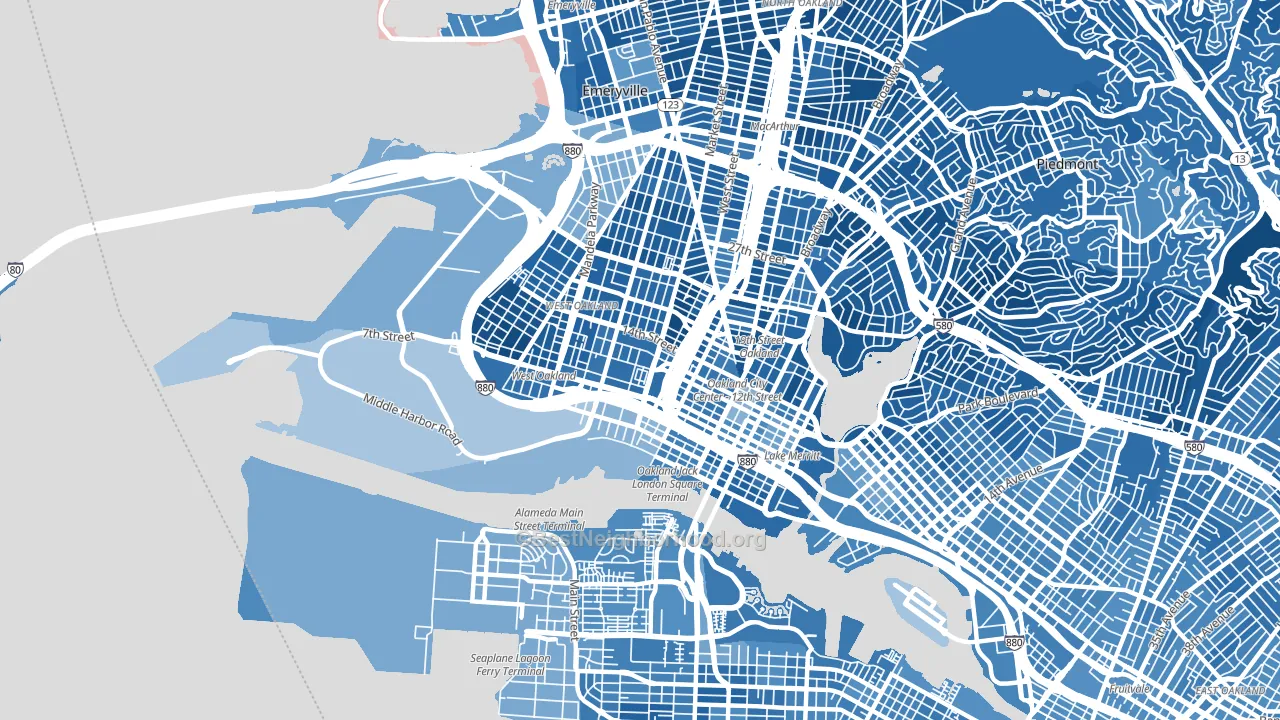 94607, CA block-group political-lean map