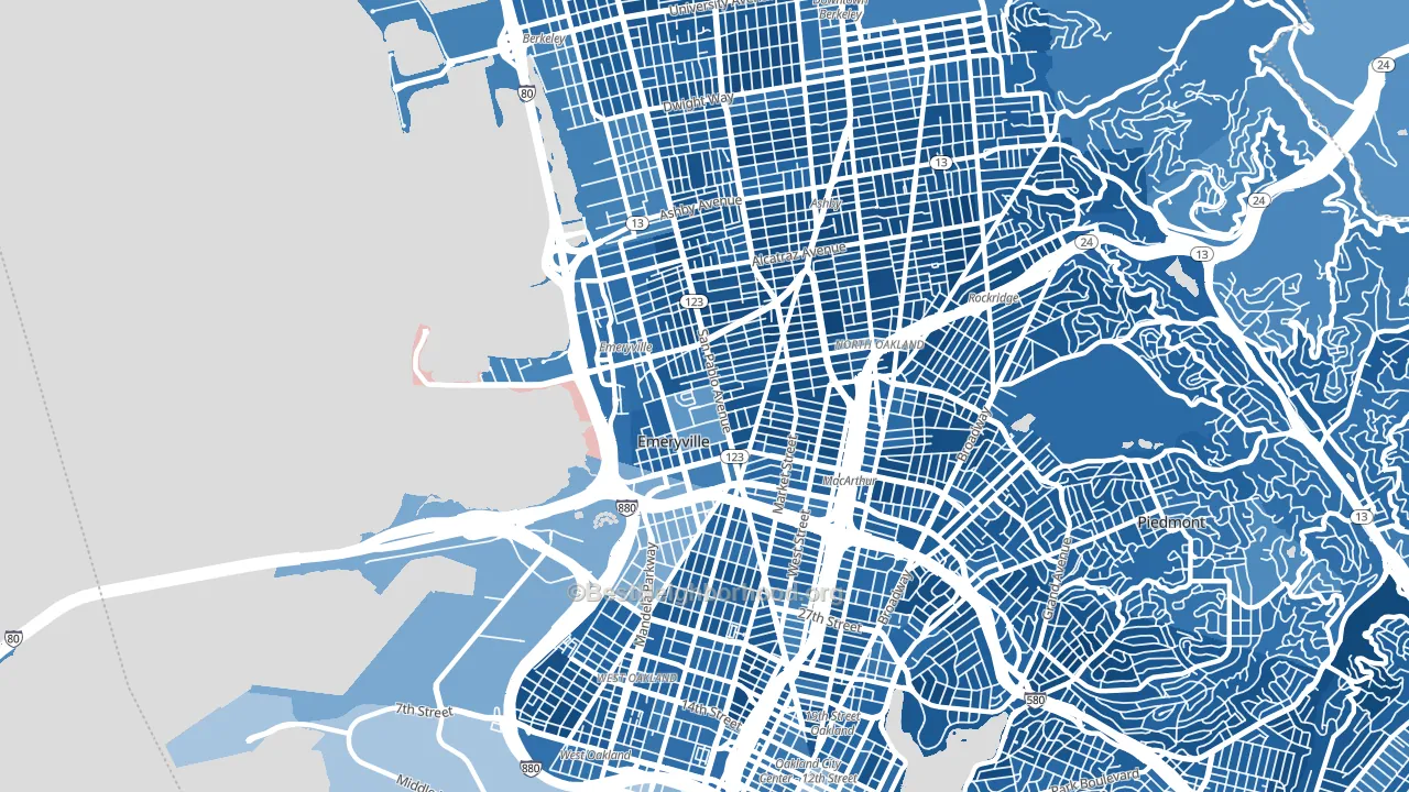 94608, CA block-group political-lean map