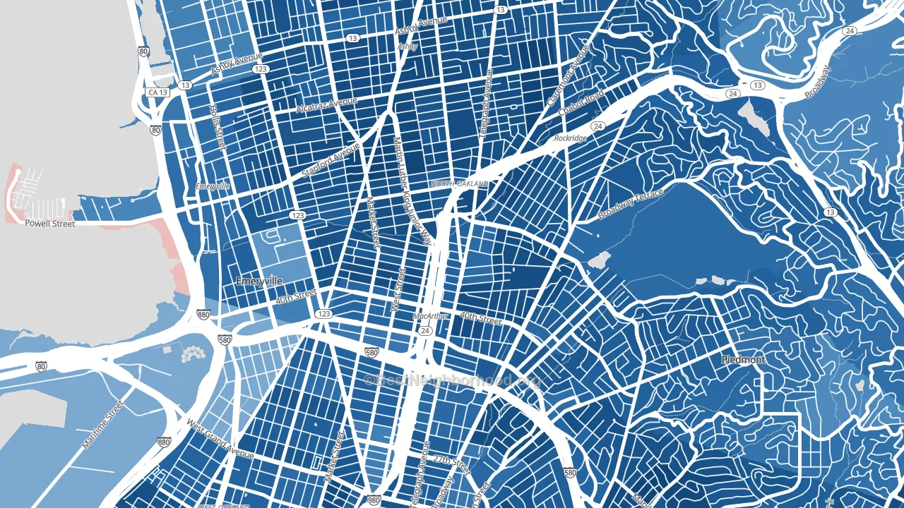 94609, CA block-group political-lean map