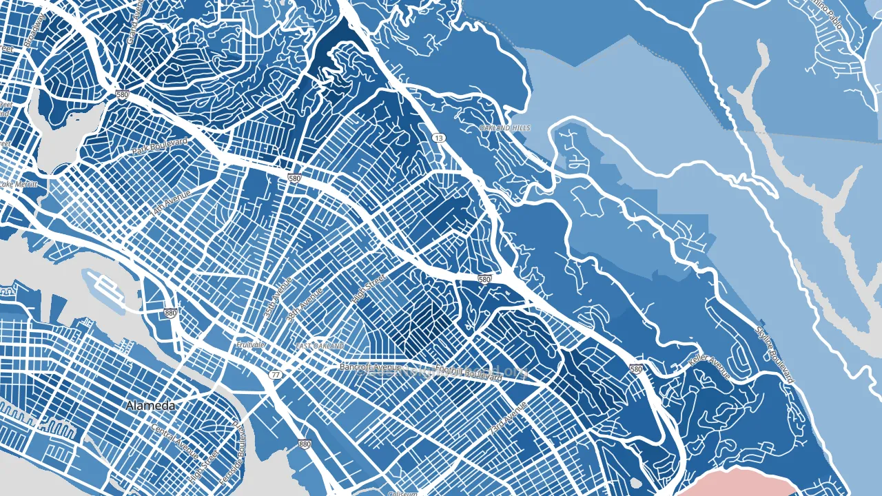 94619, CA block-group political-lean map