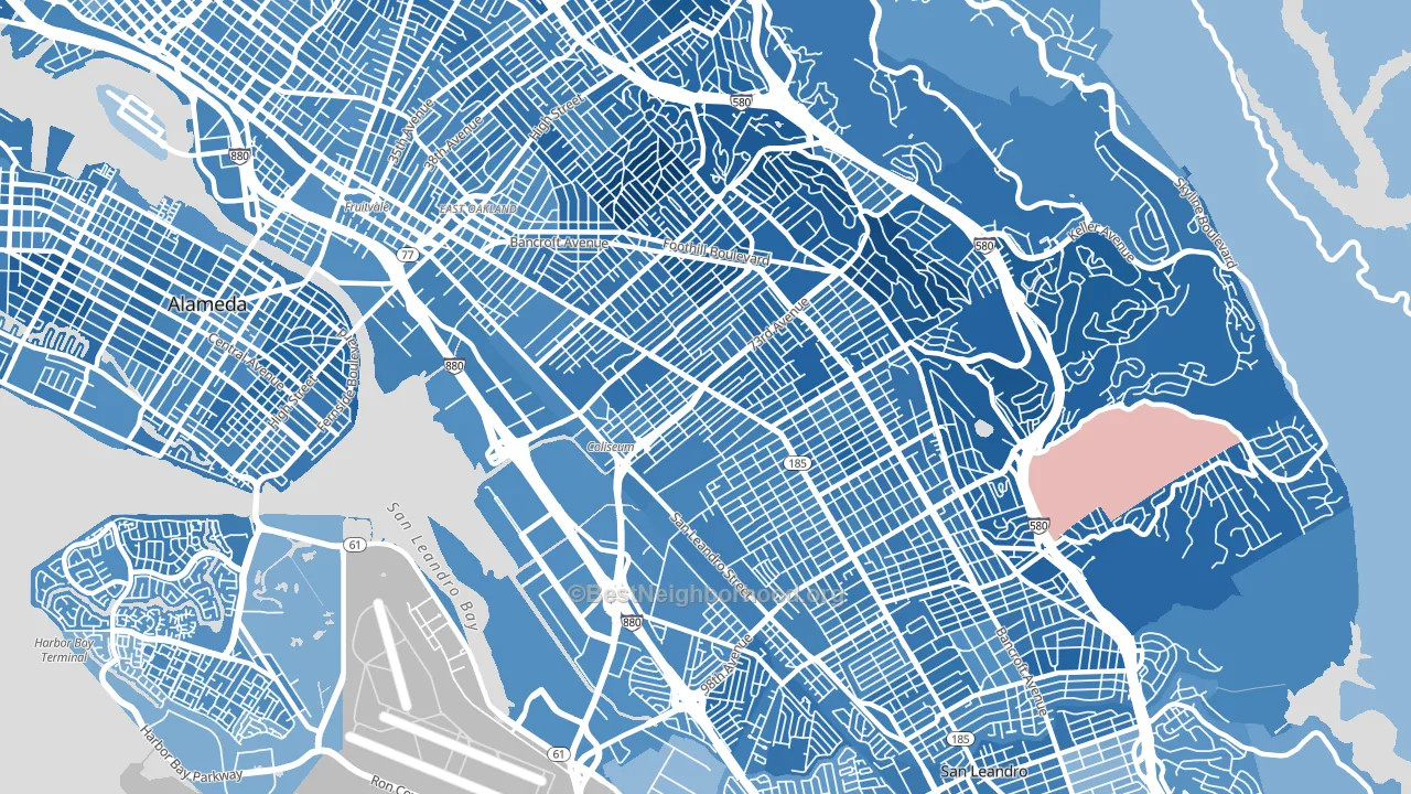 94621, CA block-group political-lean map