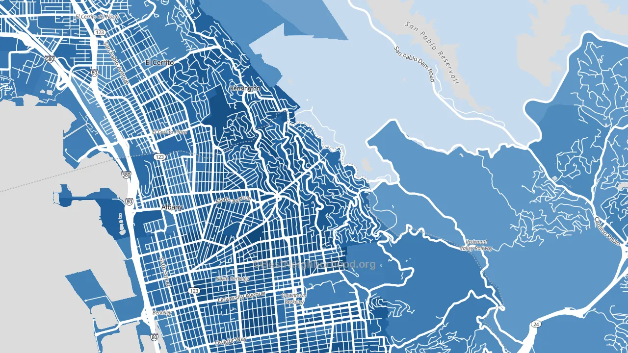 94708, CA block-group political-lean map