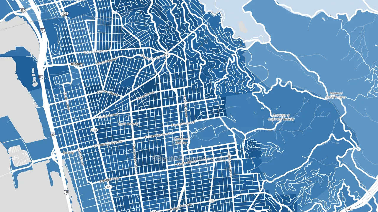 94709, CA block-group political-lean map