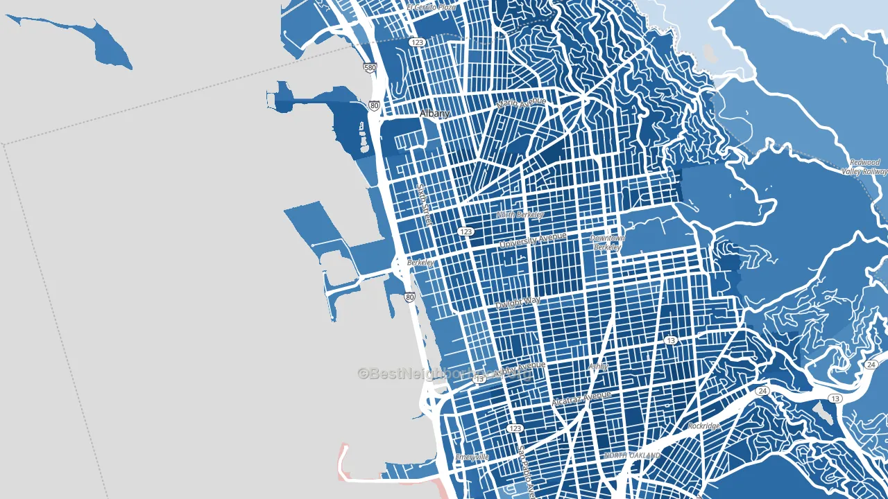 94710, CA block-group political-lean map