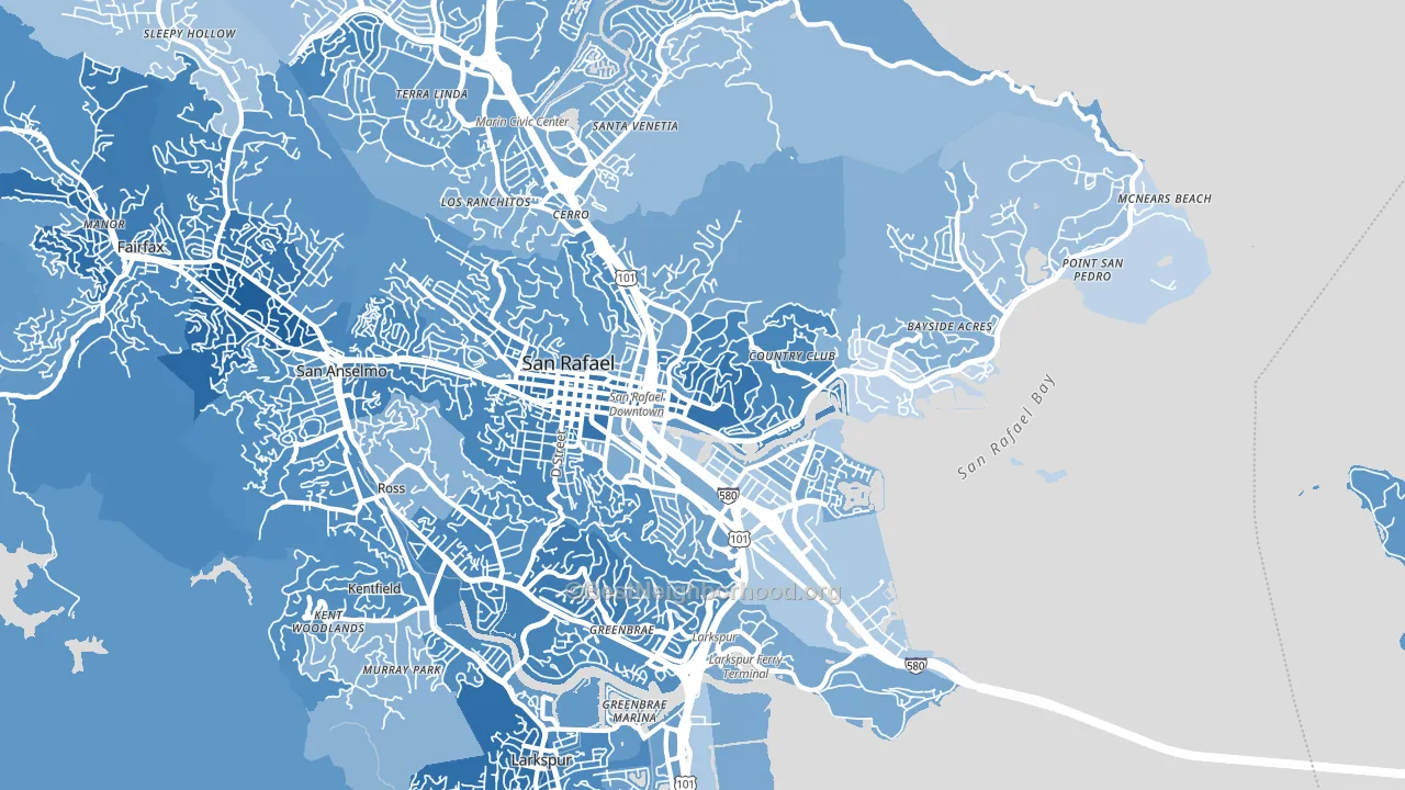 94901, CA block-group political-lean map