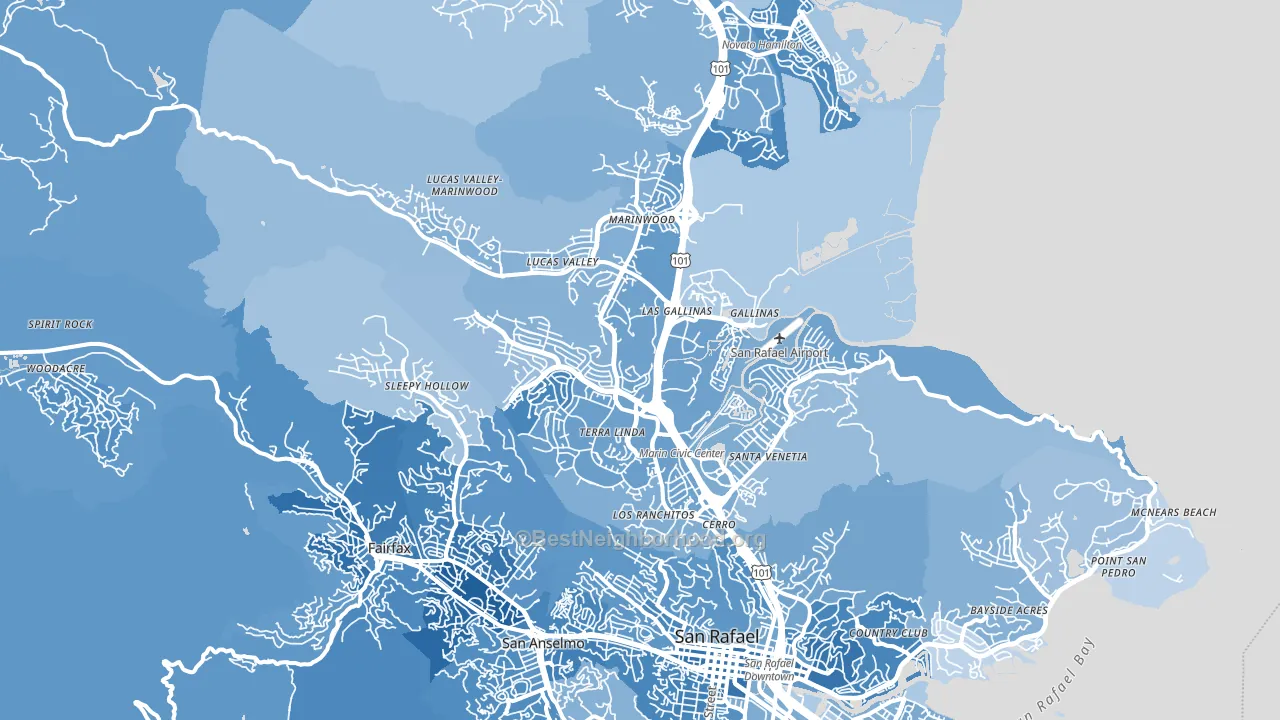 94903, CA block-group political-lean map