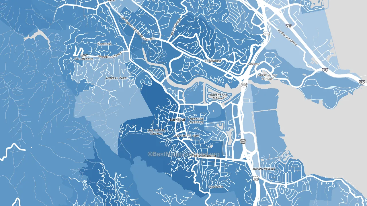 94939, CA block-group political-lean map