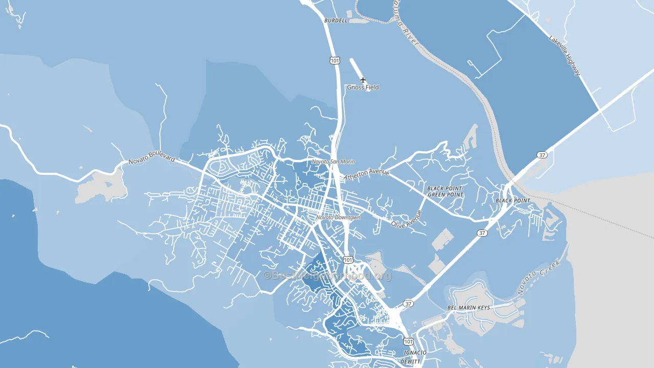 94945, CA block-group political-lean map