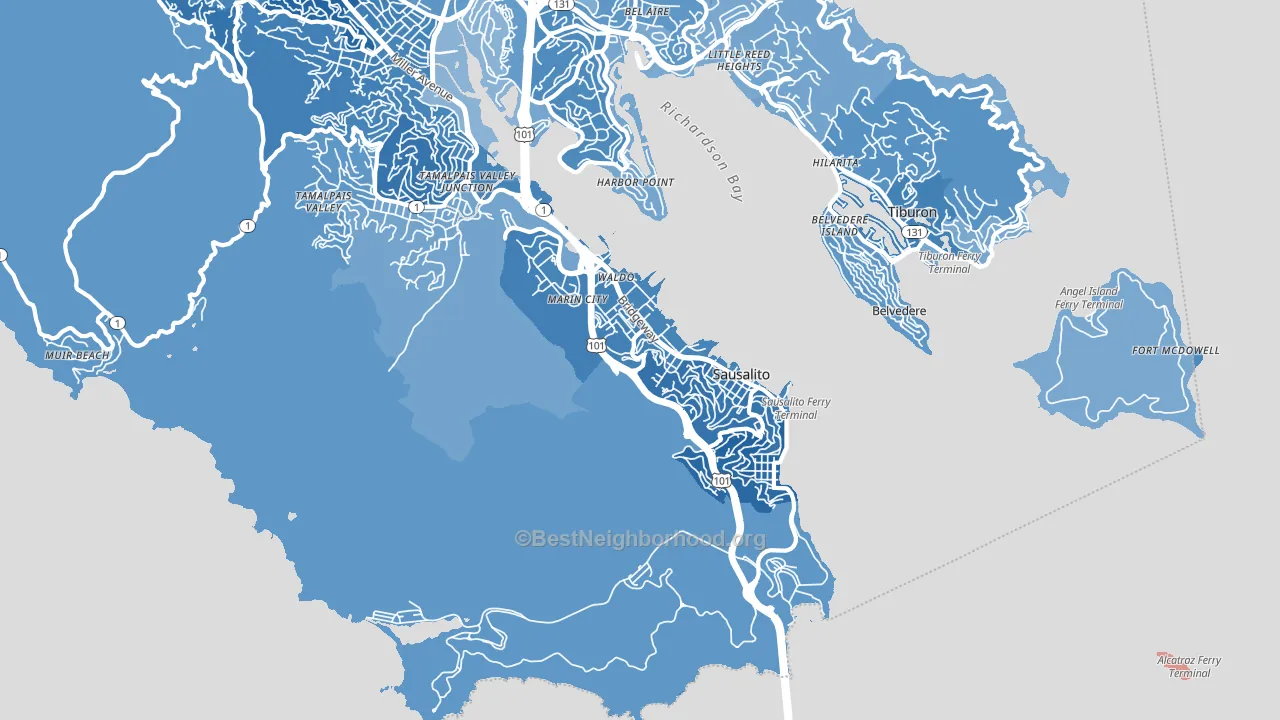 94965, CA block-group political-lean map