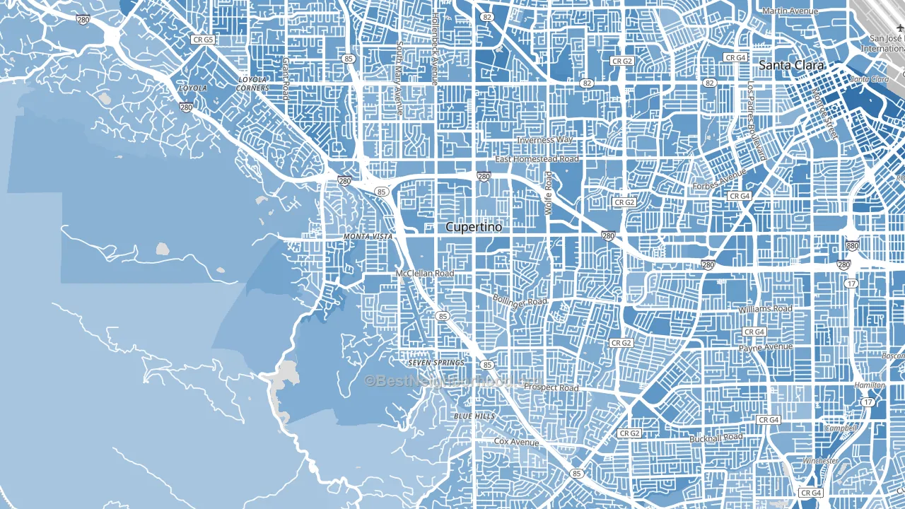 95014, CA block-group political-lean map