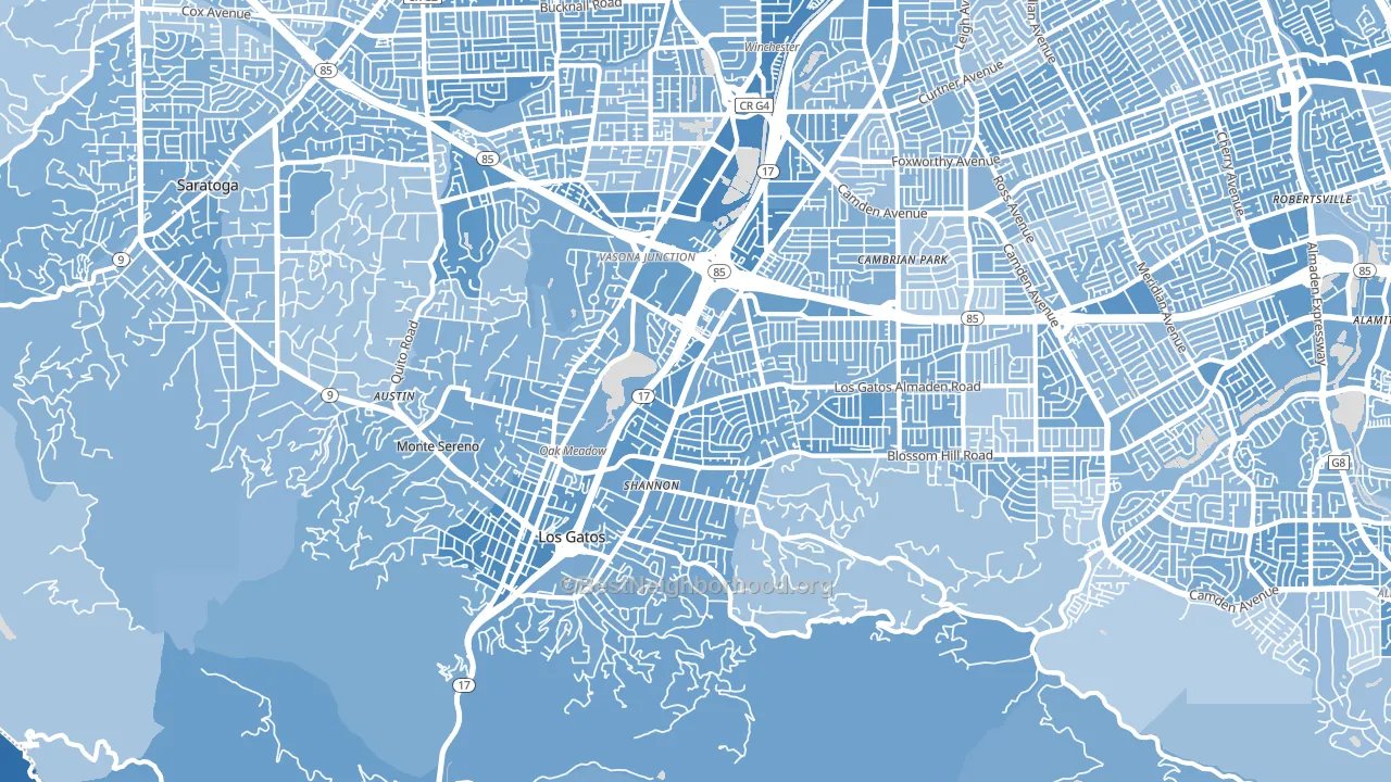 95032, CA block-group political-lean map