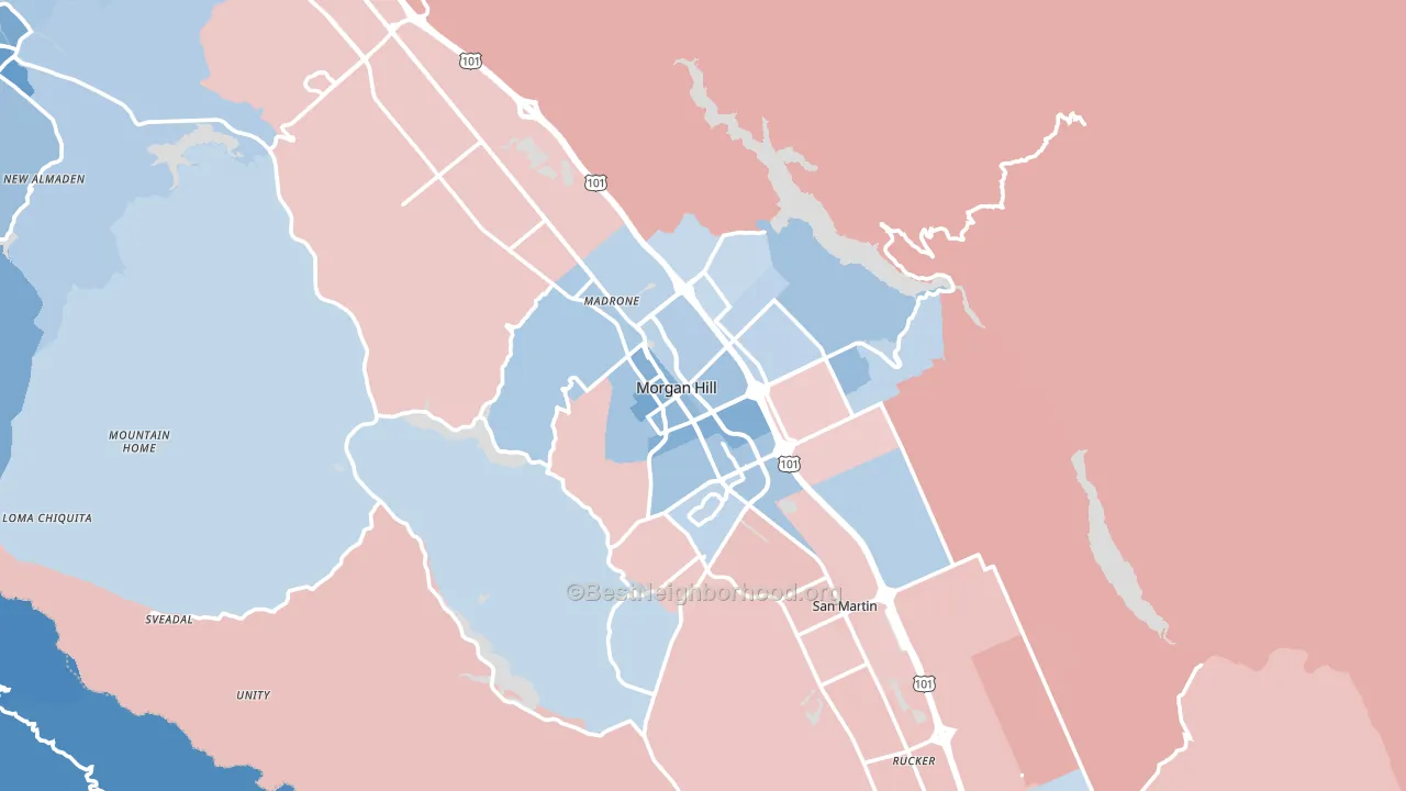 95037, CA block-group political-lean map