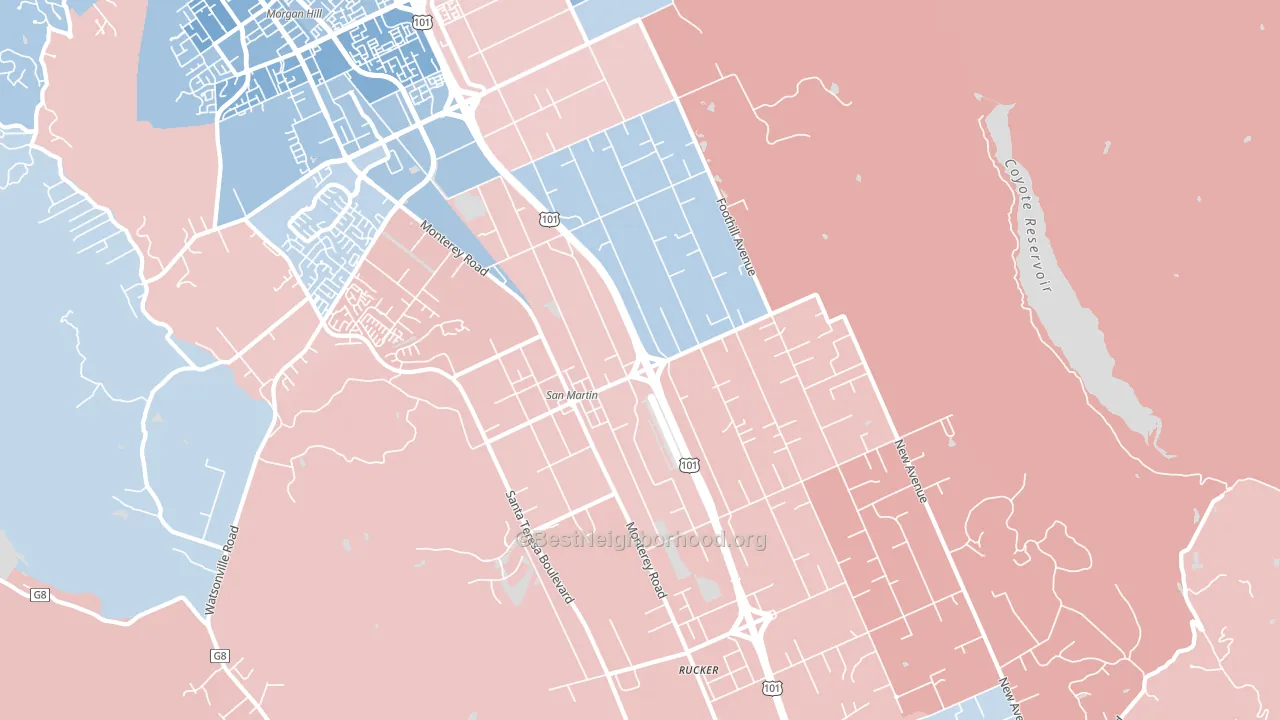 95046, CA block-group political-lean map