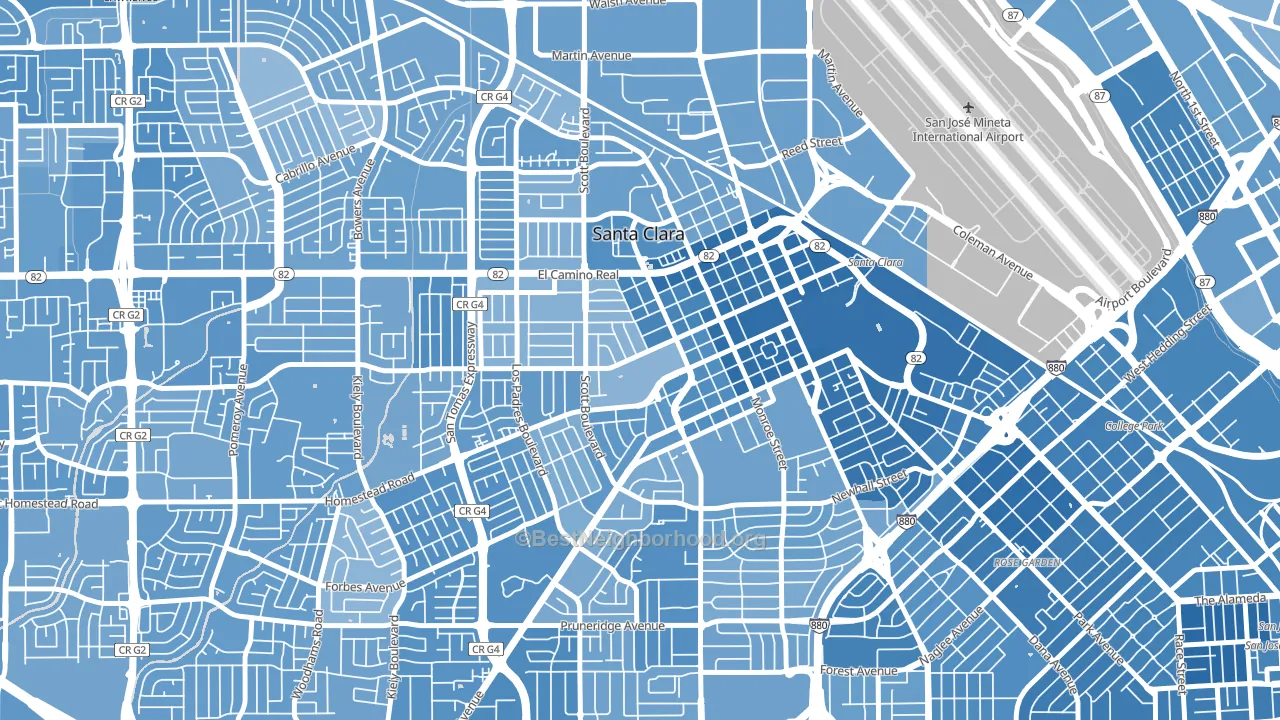 95050, CA block-group political-lean map
