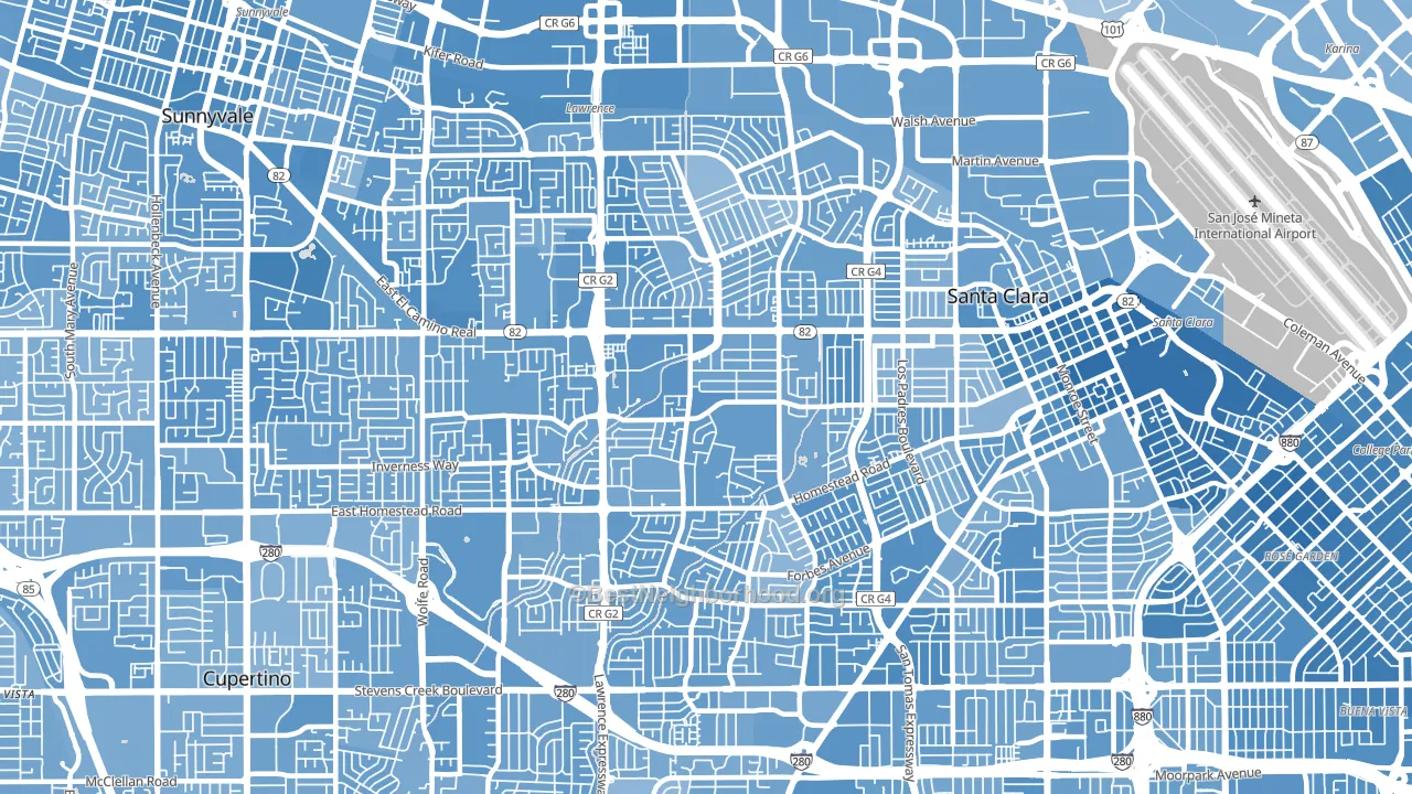 95051, CA block-group political-lean map