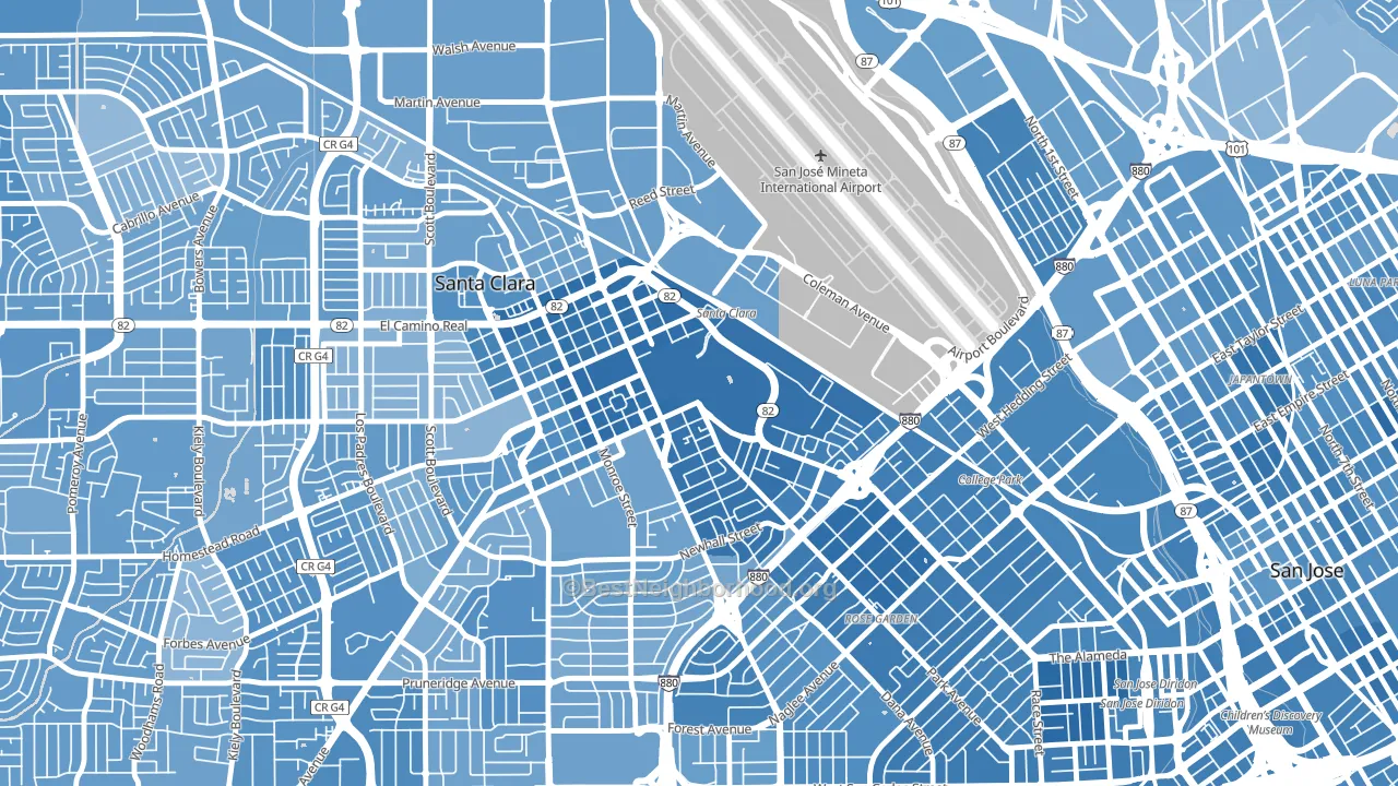 95053, CA block-group political-lean map