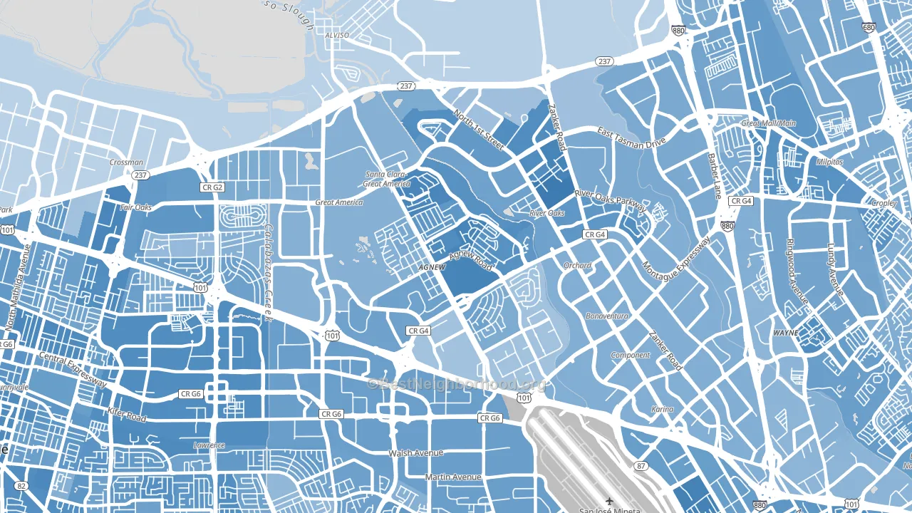 95054, CA block-group political-lean map