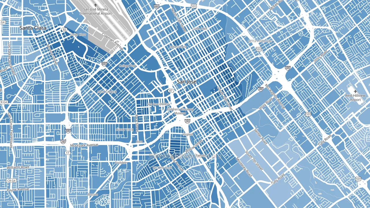 95110, CA block-group political-lean map