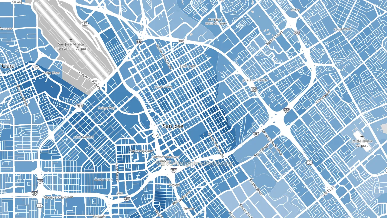 95112, CA block-group political-lean map