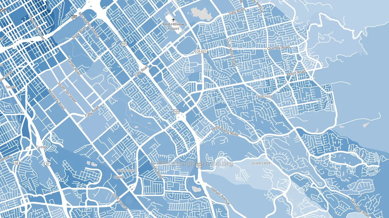 95121, CA block-group political-lean map