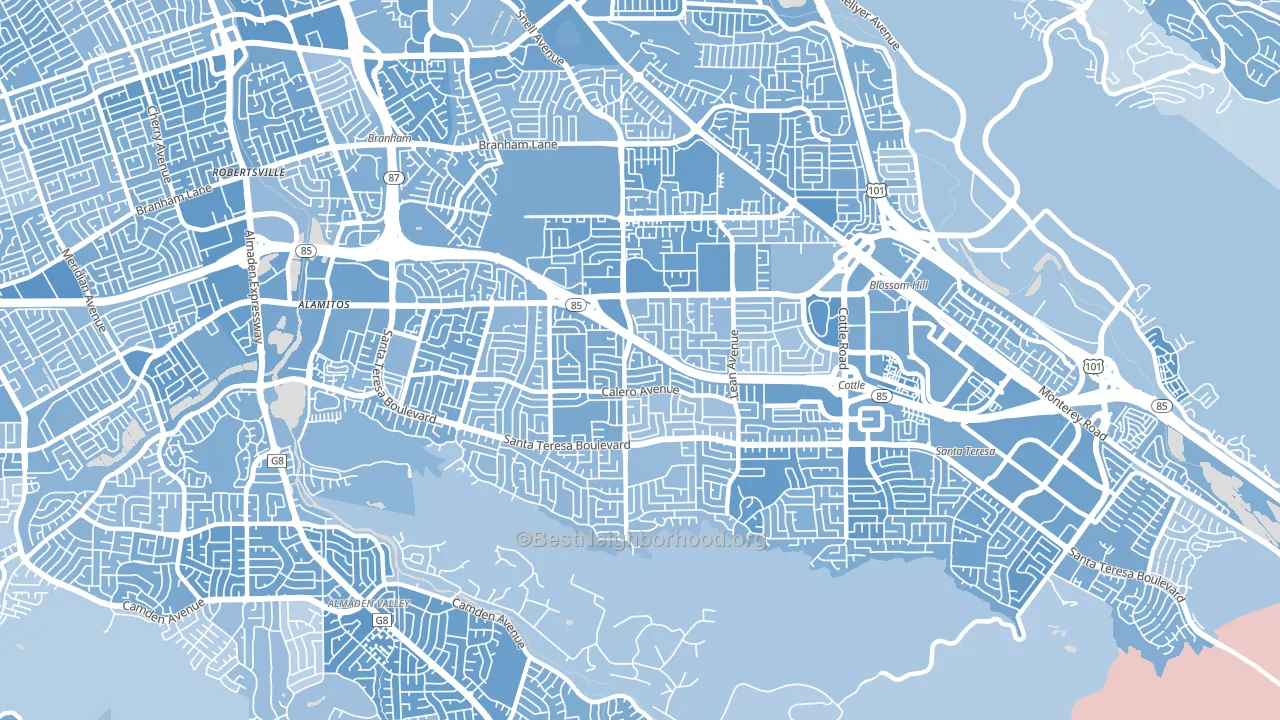 95123, CA block-group political-lean map