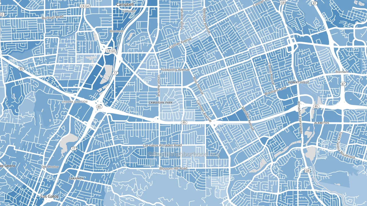 95124, CA block-group political-lean map