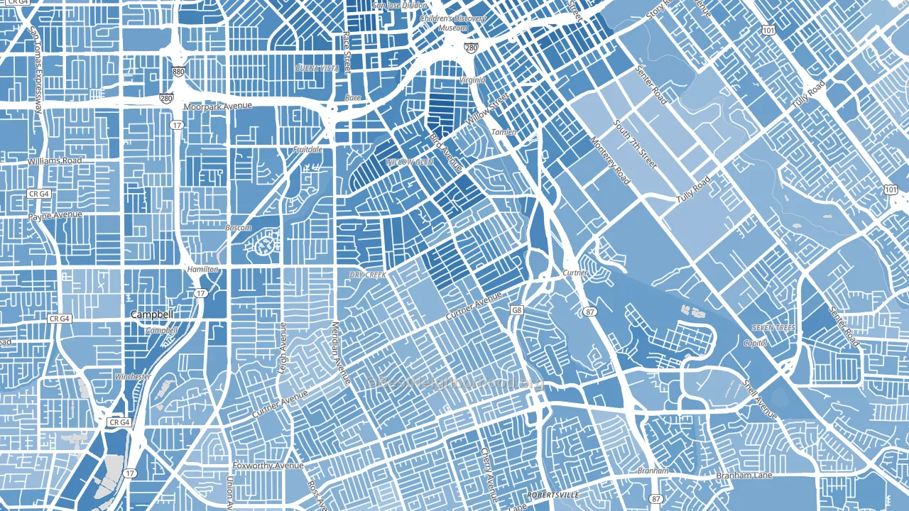 95125, CA block-group political-lean map