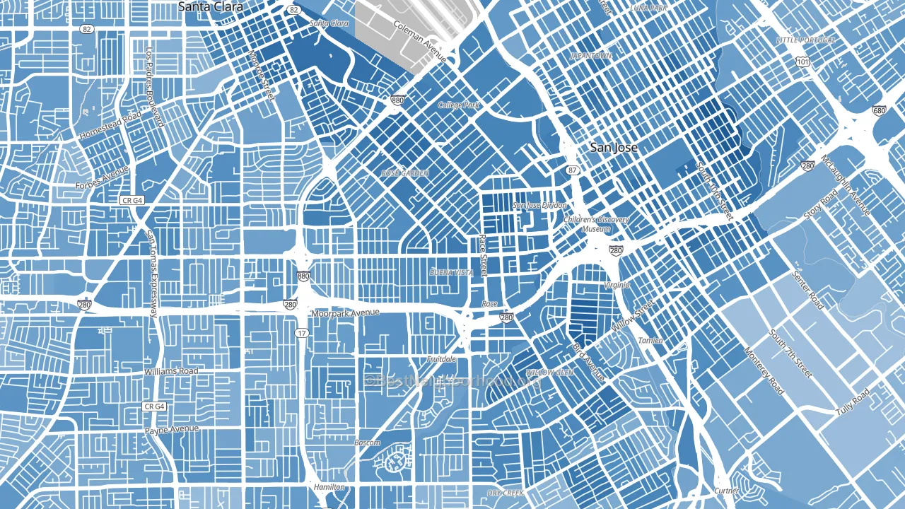 95126, CA block-group political-lean map