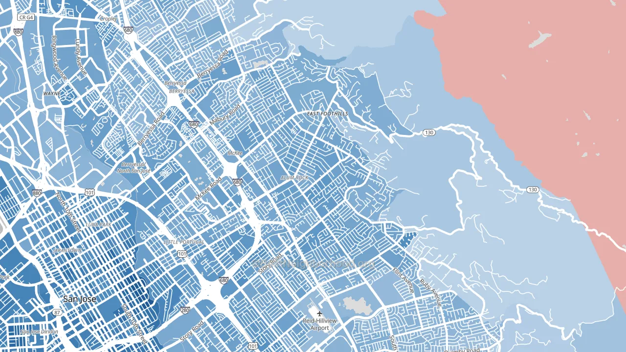 95127, CA block-group political-lean map