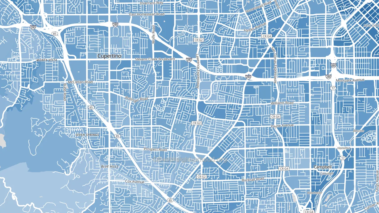 95129, CA block-group political-lean map