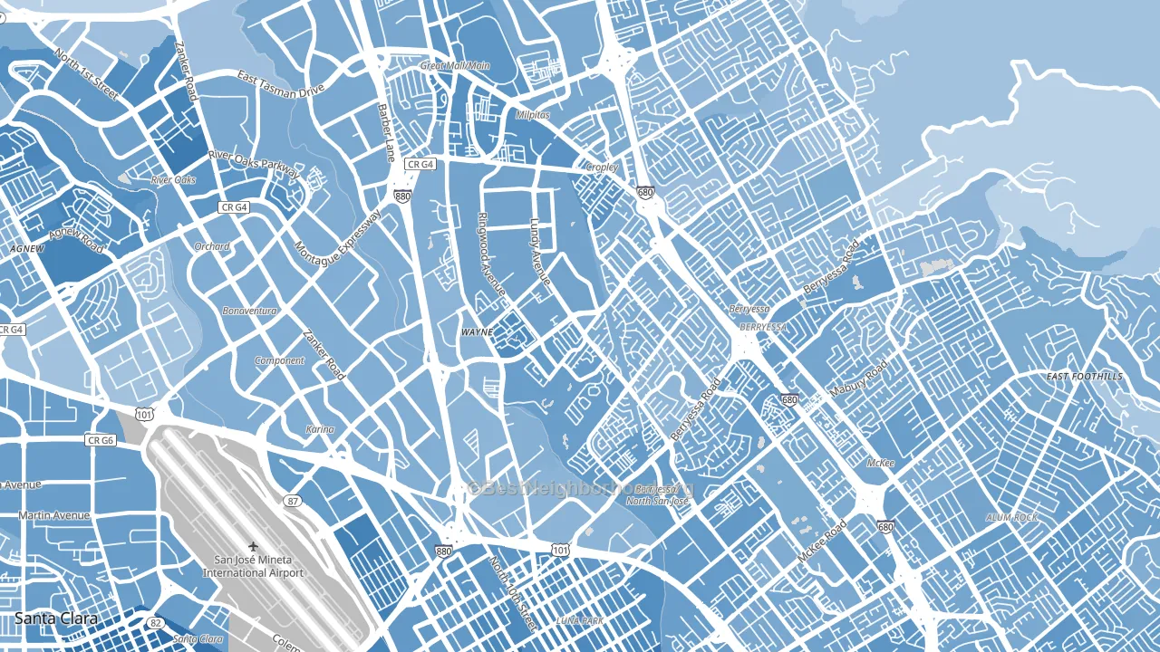 95131, CA block-group political-lean map