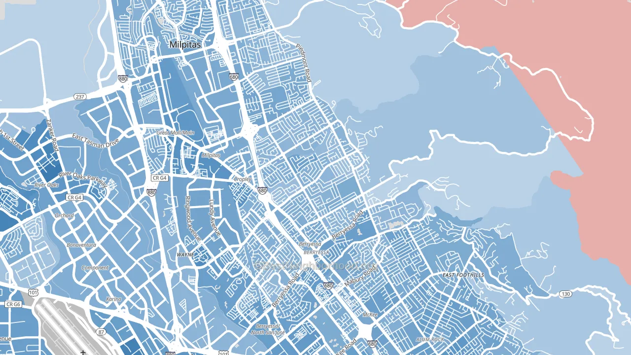 95132, CA block-group political-lean map