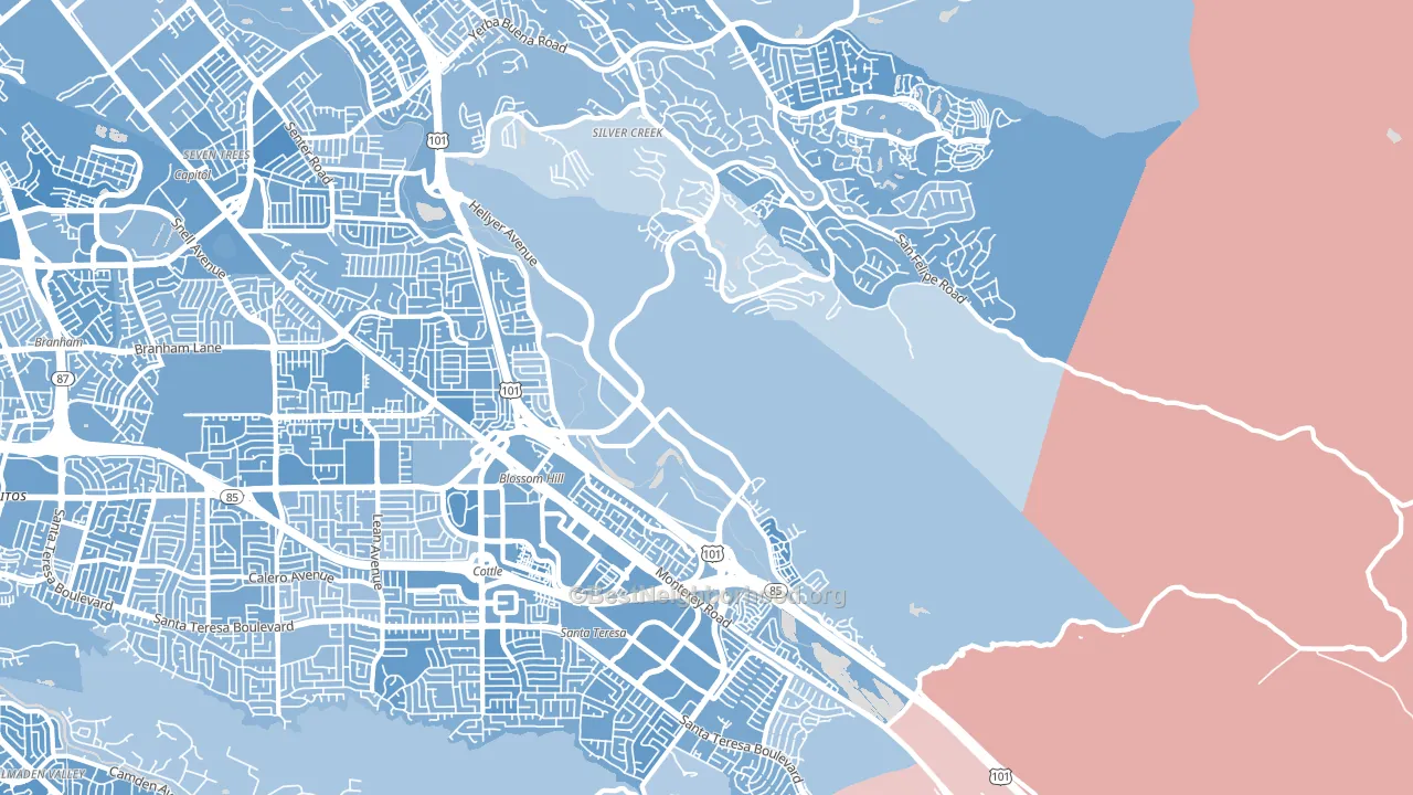 95138, CA block-group political-lean map