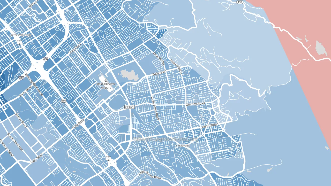 95148, CA block-group political-lean map