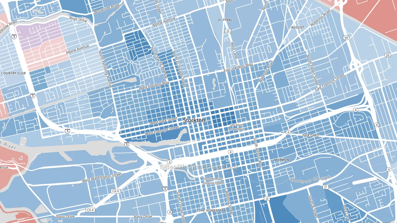 95202, CA block-group political-lean map