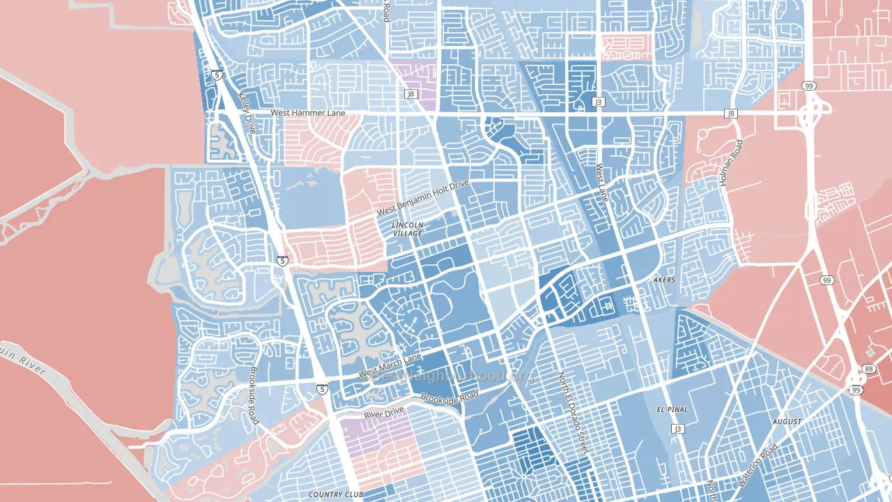 95207, CA block-group political-lean map