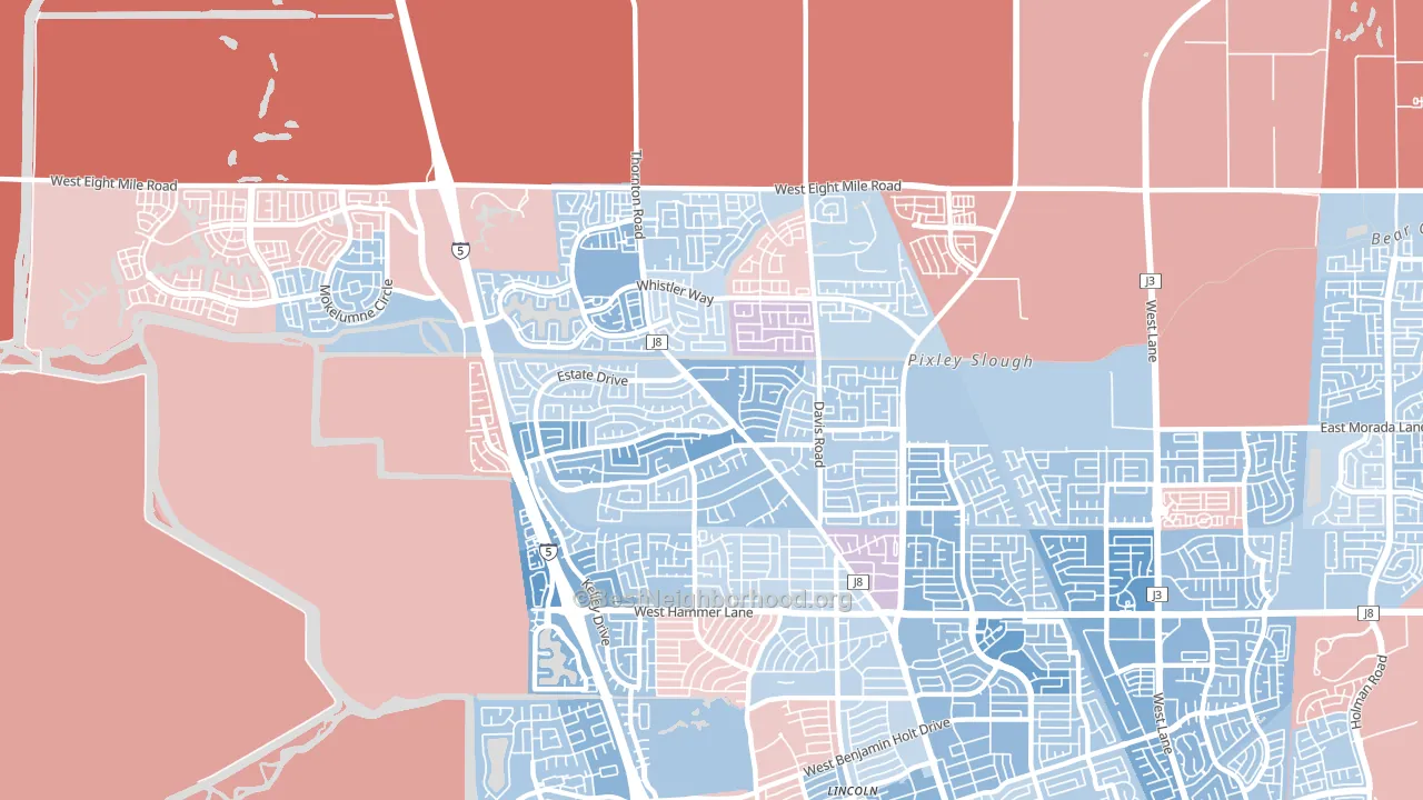 95209, CA block-group political-lean map