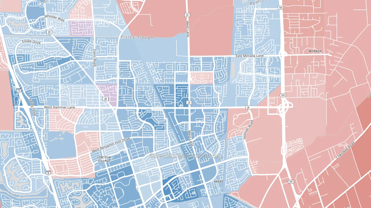 95210, CA block-group political-lean map